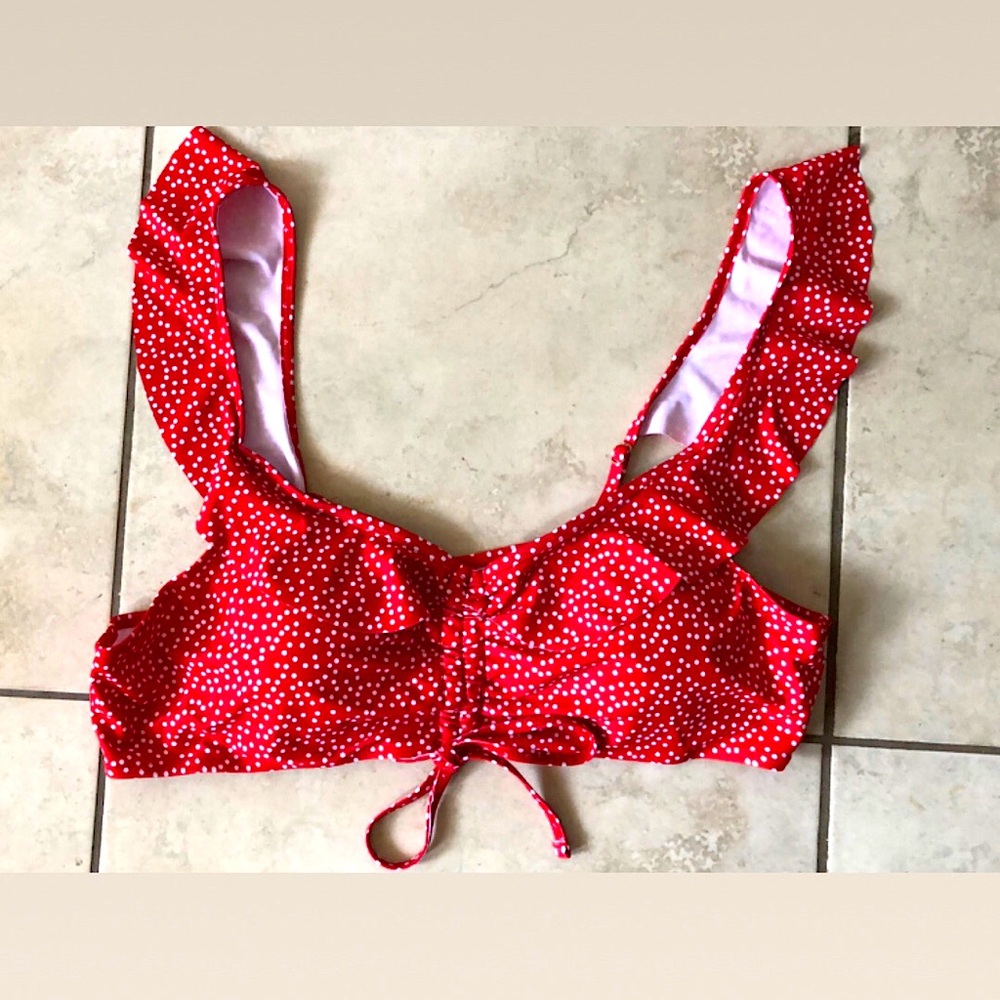 NWOT Red & White Polka Dot Bikini (Top Only) - Picture 2 of 5